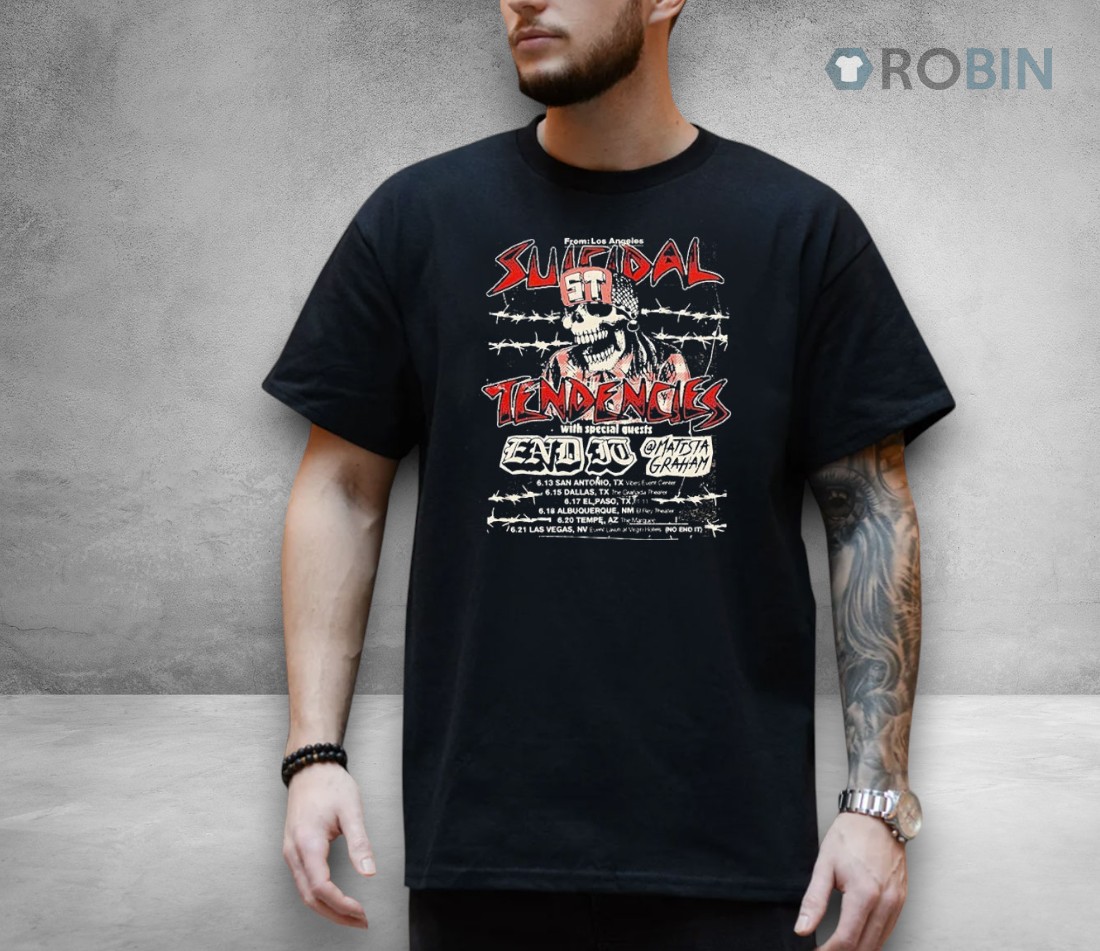 Suicidal Tendencies Live Tour 2025 For Usa Tour Grunge Punk Style Skeleton St Cap With Barbed Wire Background Shirt Suicidal Tendencies Live Tour 2025 For Usa Tour Grunge Punk Style Skeleton St Cap With Barbed Wire Background Shirt