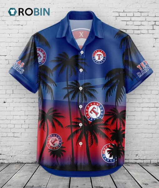 Texas Rangers Hawaiian Shirt Coconut Tree