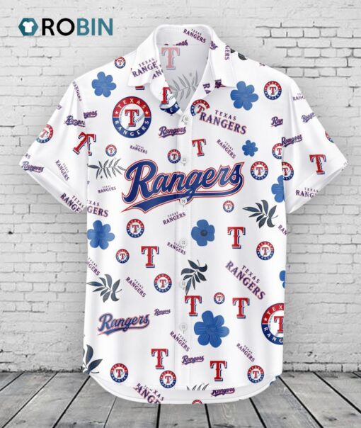 Texas Rangers Hawaiian Shirt Tropical Beach