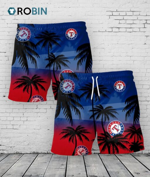 Texas Rangers Hawaiian Shorts Coconut Tree