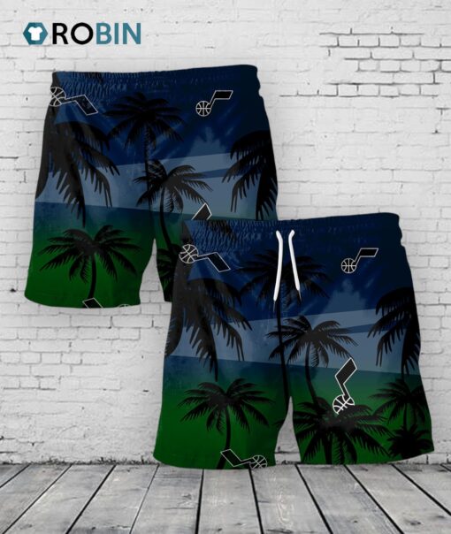 Utah Jazz Hawaiian Shorts Coconut Tree