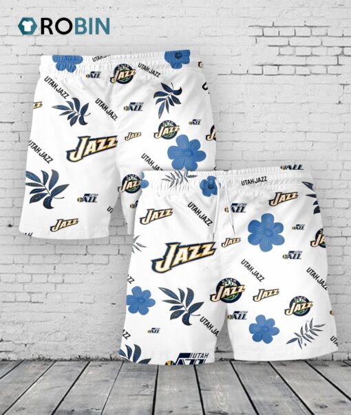 Utah Jazz Hawaiian Shorts Tropical Beach