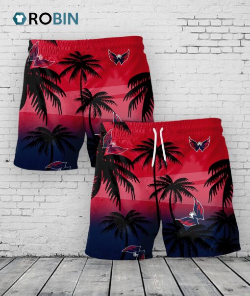 Washington Capitals Hawaiian Shorts Coconut Tree