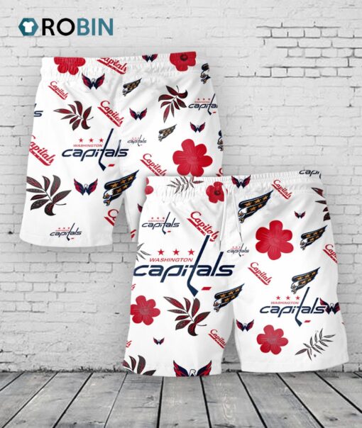 Washington Capitals Hawaiian Shorts Tropical Beach