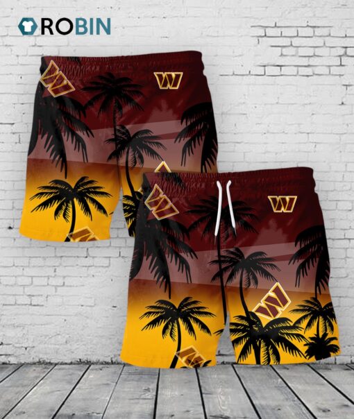 Washington Commanders Hawaiian Shorts Coconut Tree