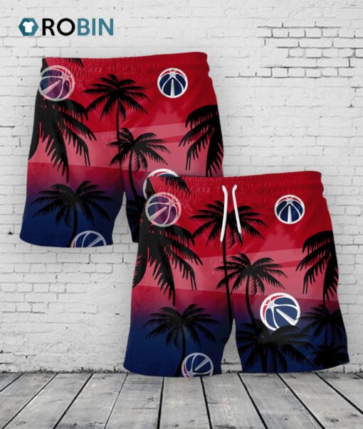 Washington Wizards Hawaiian Shorts Coconut Tree