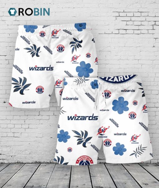 Washington Wizards Hawaiian Shorts Tropical Beach