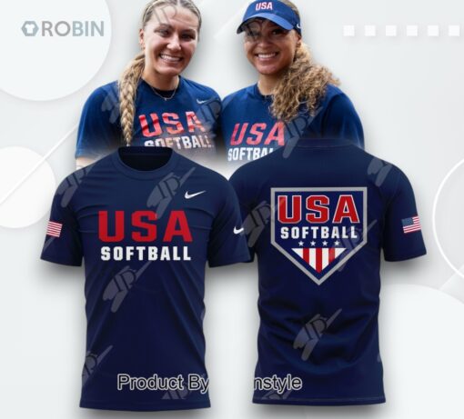 2025 Champions USA Softball Team 3D Printed Shirt (Hoodie, Shirt, Sweatshirt)   Navy