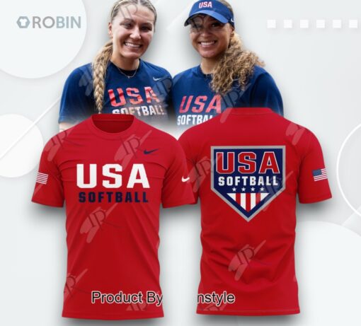 2025 Champions USA Softball Team 3D Printed Shirt (Hoodie, Shirt, Sweatshirt)   Red