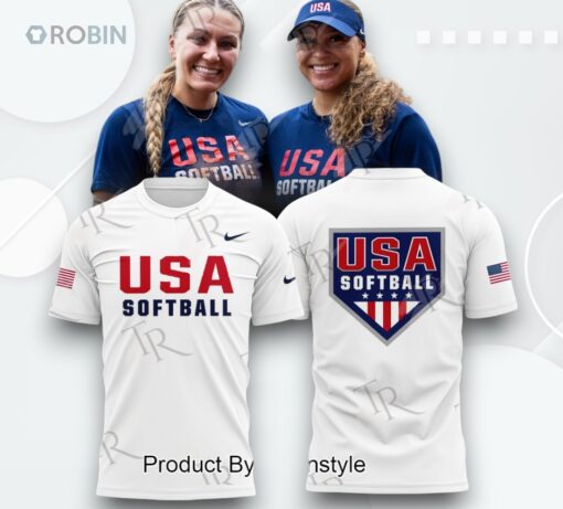 2025 Champions USA Softball Team 3D Printed Shirt (Hoodie, Shirt, Sweatshirt)   White