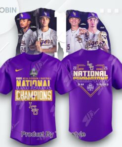 2025 NCAA Division I Men’s Baseball National Champions LSU Tigers 8 Time Baseball Jersey