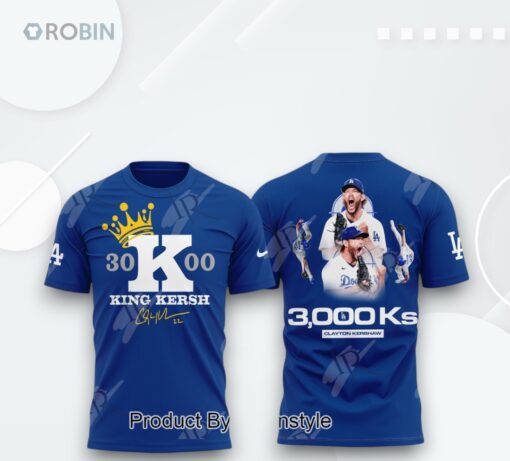 3000 King Strikeout Clayton Kershaw X Los Angeles Dodgers 3D Printed Shirt (Hoodie, Shirt, Sweatshirt)   Navy