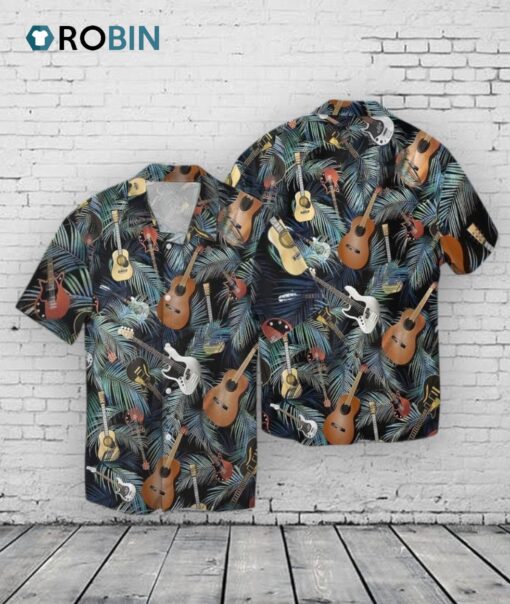 3D All Over Print Hawaiin Guitar Shirt, Guitar Hawaiian Shirt, Guitarist Hawaii Aloha Beach Shirt