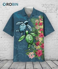 3D All Over Print Turtle Floral Hawaiian Shirt, Aloha Beach Shirt, Summer Hawaiian Turtle Shirt