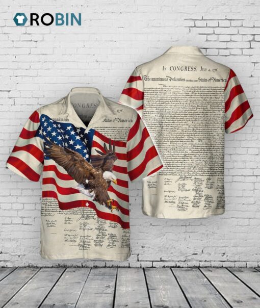 3D All Over Print Usa Eagle Hawaiian Shirts For Adults, Happy Independence’S Day Hawaii Shirt Short Sleeve For Summer
