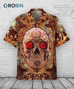 3D All Over Printed Hawaiian Shirts With Skull, Rose Skull Hawaii Shirt, Floral Skull Hawaiian Shirts