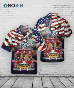 3D Full Print Hawaiian Shirt With German Shepherd American, Independence Day Is Coming Hawaii Shirt With Dog