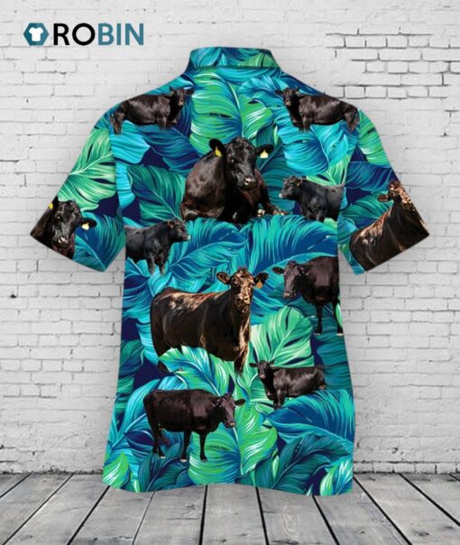 3D Full Printed Black Angus Cattle Hawaiian Shirt, Hawaii Aloha Shirt Short Sleeve For Angus Cattle Lover