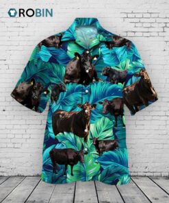 3D Full Printed Black Angus Cattle Hawaiian Shirt, Hawaii Aloha Shirt Short Sleeve For Angus Cattle Lover