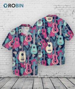 3D full printed colorful Guitar Unisex Hawaiian Shirt, Guitarist Hawaiian Shirt