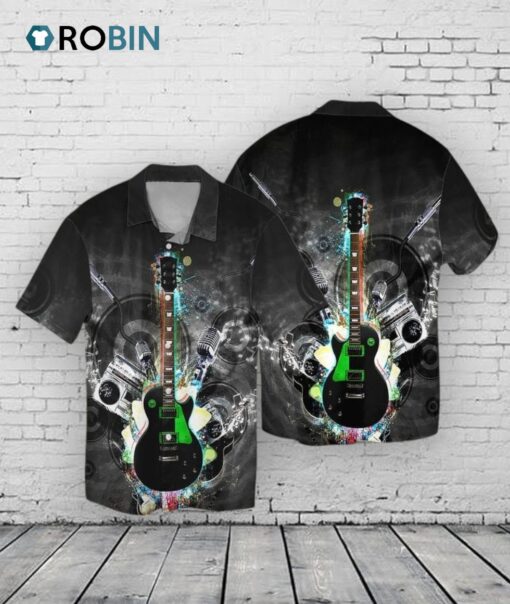 3D Full Printed Electric Guitar Hawaiian Shirt, Music Party Guitarist Hawaiian Shirts