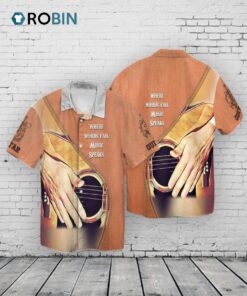 3D Full Printed Guitar Hawaiian Shirts, Where Word Fail Music Speaks Hawaii Shirt, Guitar Player Hawaiian Shirts