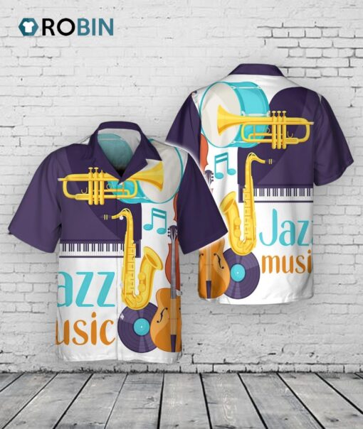 3D Full Printed Jazz Music Hawaiian Shirts For Men And Women, Jazz Music Saxophone Hawaii Shirts