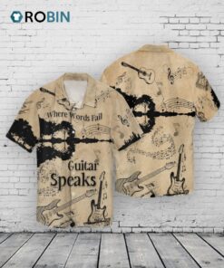 3D Guitar Hawaiian Shirt, Where Words Fail Guitar Speak, Guitar Lover Aloha Hawaii Shirt, Guitarist Hawaiian Shirts