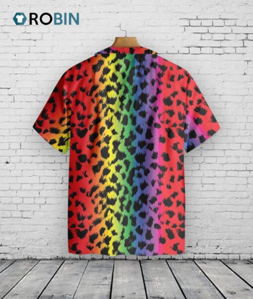 3D Shirt For Gay, Cool Leopard Skin With Rainbow Color LGBT Hawaiian Shirt