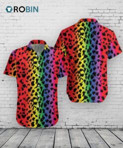 3D Shirt For Gay, Cool Leopard Skin With Rainbow Color LGBT Hawaiian Shirt 3D Shirt For Gay, Cool Leopard Skin With Rainbow Color LGBT Hawaiian Shirt