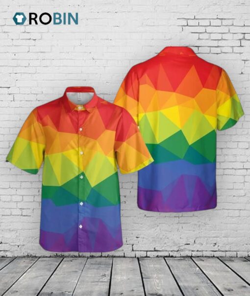 3D Shirt For Gay, LGBT Polygon Background Design Hawaiian Shirt