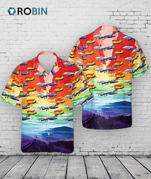 Airlines Fly With Pride Pattern Hawaiian Shirt, Hawaiian Pocket Shirt Unisex Full Print For Lgbtq