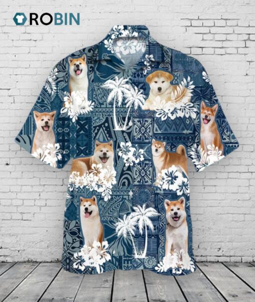 Akita Hawaiian Shirt, 3D Full Print Dog Hawaiian Shirts For Travel Summer, Hawaiian Dog Shirt