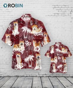 Akita Hawaiian Shirt, Dog Red Tribal Pattern Hawaii Aloha Beach Shirt For Men Women Akita Hawaiian Shirt, Dog Red Tribal Pattern Hawaii Aloha Beach Shirt For Men Women