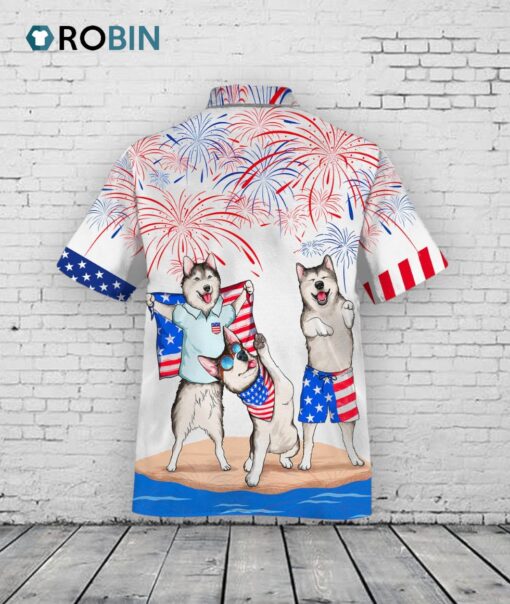 Alaska Hawaiian Shirt For 4th Of July Patriotic, American Independence Day Dog Hawaii Shirt For Men And Women