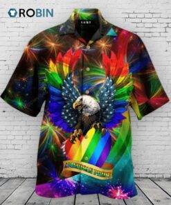 Ameriacan Gay Hawaiian Shirt, Lgbt Eagle American Pride Glow Style Hawaiian Shirt Ameriacan Gay Hawaiian Shirt, Lgbt Eagle American Pride Glow Style Hawaiian Shirt