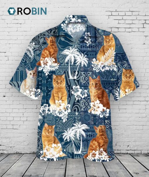 American Bobtail Hawaiian Shirt, 3D Cat Unisex Hawaiian Shirt, Animal Hawaii Aloha Beach Shirts