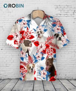 American Bulldog Hawaiian Shirs, 3D All Over Printed Floral And Dog In Hawaii Aloha Beach Shirt American Bulldog Hawaiian Shirs, 3D All Over Printed Floral And Dog In Hawaii Aloha Beach Shirt