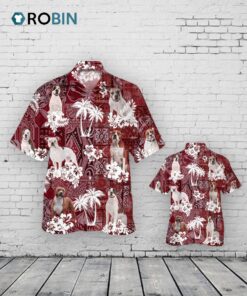 American Bulldog Hawaiian Shirt, Dog Hawaiian Shirt Red Tribal Pattern For Summer American Bulldog Hawaiian Shirt, Dog Hawaiian Shirt Red Tribal Pattern For Summer