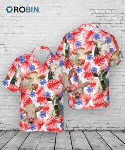 American Colors Charolais Cattle Hawaiian Shirt