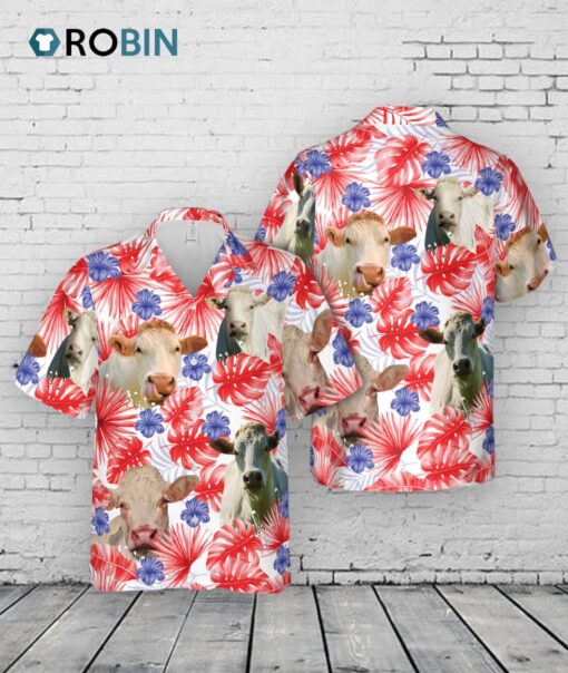 American Colors Charolais Cattle Hawaiian Shirt