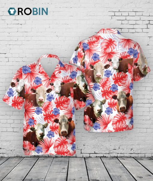 American Colors Herefold Cattle Hawaiian Shirt