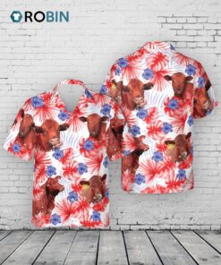 American Colors Red Angus Hawaiian Shirt American Colors Red Angus Hawaiian Shirt