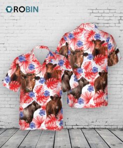 American Colors Shorthorn Cattle Hawaiian Shirt American Colors Shorthorn Cattle Hawaiian Shirt