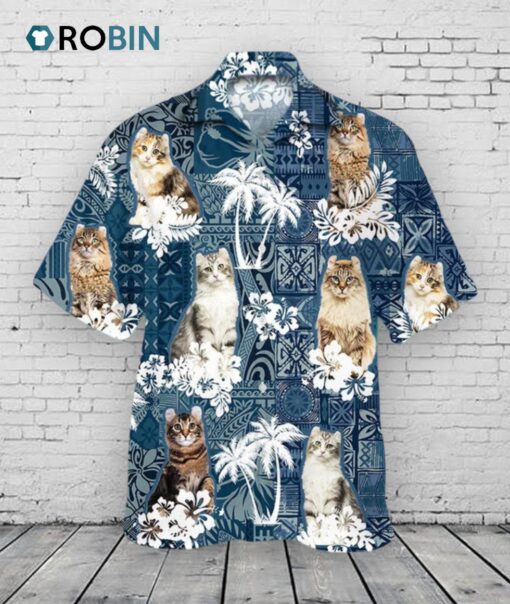 American Curl Green Tropical Hawaiian Shirt For Men, Cat Hawaiian Shirt For Women, Hawaii Shirt