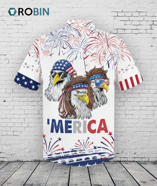 American Eagle On Hawaiian Shirt Short Sleeve Independence Gift For Uncle Dad 4th Of July Gift To Him