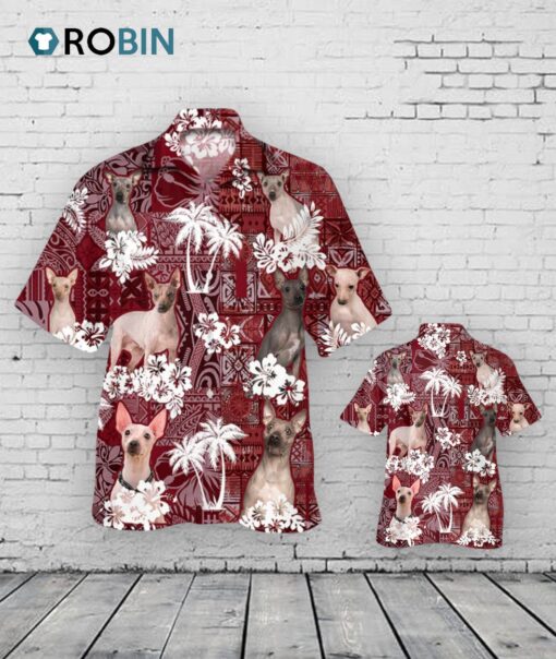 American Hairless Terrier Hawaiian Shirt, Dog Red Tribal Hawaii Shirt Summer