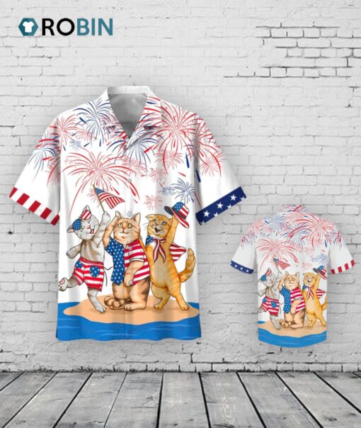 American Shorthair Shirt, Independence Day Is Coming, Cat Aloha Beach Shirt, Cat Patriotic American Hawaii Shirt