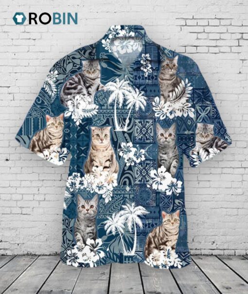 American Shorthair Summer Tropical Hawaiian Shirt, Hawaiian Cat Shirt For Animal Lovers, Animal Hawaiian Shirts