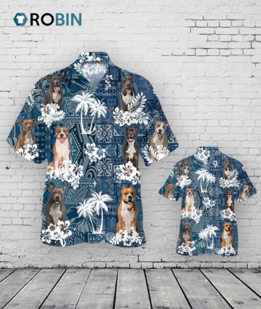 American Staffordshire Terrier Hawaiian Shirt, Aloha Beach Shirts For Dog Lovers, Summer Beach Hawaii Shirt